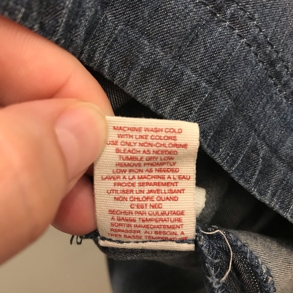 Anthropologie Ett Twa Bucolic Chambray Skirt 4 blue denim ruffles - Picture 9 of 10